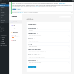 Page screenshot: WP ERP → Settings