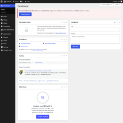 Page screenshot: Dashboard &lsaquo; Test site &mdash; WordPress