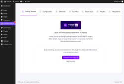 Page screenshot: Essential Addons &lsaquo; Test site &mdash; WordPress