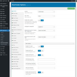 Page screenshot: Appearance → Real Estate Options