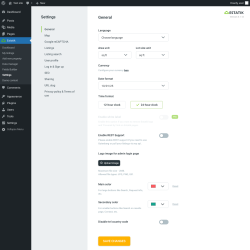 Page screenshot: Estatik → Settings