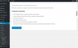 Page screenshot: Settings → Affiliation