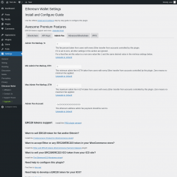 Page screenshot: Settings → Ethereum Wallet → Admin Fee