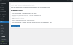 Page screenshot: Settings → Affiliation