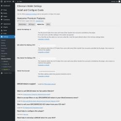 Page screenshot: Settings → Ethereum Wallet → Admin Fee
