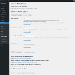 Page screenshot: Settings → Ethereum Wallet → Admin Fee