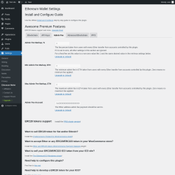 Page screenshot: Settings → Ethereum Wallet → Admin Fee