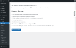 Page screenshot: Settings → Affiliation