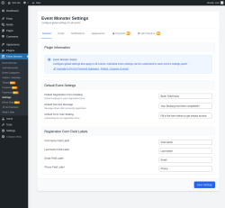Page screenshot: Event Monster &rarr; Settings