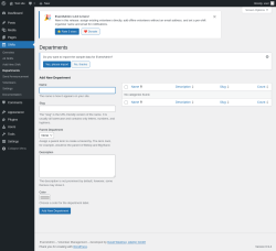 Page screenshot: Shifts &rarr; Departments