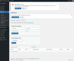 Page screenshot: Shifts &rarr; Volunteers