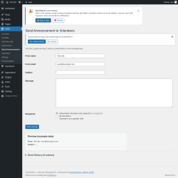 Page screenshot: Shifts &rarr; Send Announcement