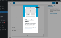 Page screenshot: Widgets &lsaquo; Test site &mdash; WordPress