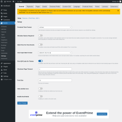 Page screenshot: Events → Settings