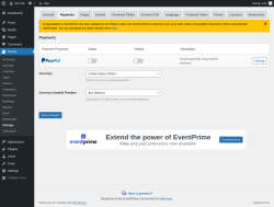 Page screenshot: Events → Settings → Payments