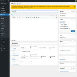 Page screenshot: Events → Add New