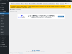 Page screenshot: Events → Settings → Extensions
