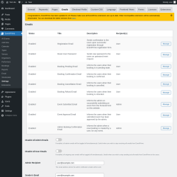 Page screenshot: EventPrime → Settings → Emails