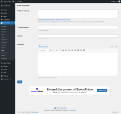 Page screenshot: EventPrime → Email