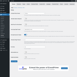 Page screenshot: EventPrime → Settings