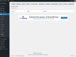 Page screenshot: EventPrime → Settings → Checkout Fields