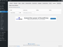 Page screenshot: EventPrime → Settings → Licenses