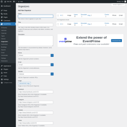 Page screenshot: EventPrime → Organizers