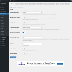 Page screenshot: EventPrime → Settings