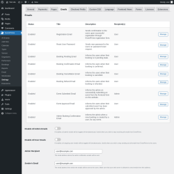 Page screenshot: EventPrime → Settings → Emails
