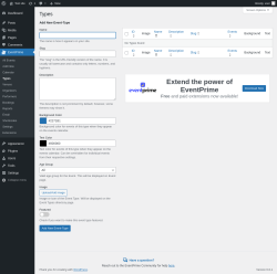 Page screenshot: EventPrime → Types