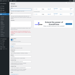 Page screenshot: EventPrime → Venues