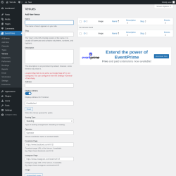 Page screenshot: EventPrime → Venues