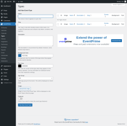 Page screenshot: EventPrime → Types