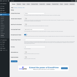 Page screenshot: EventPrime → Settings