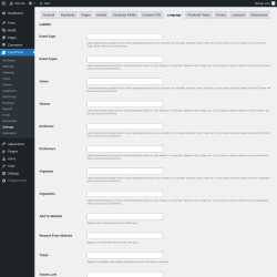 Page screenshot: EventPrime → Settings → Language