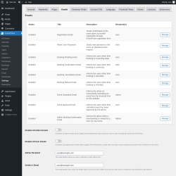 Page screenshot: EventPrime → Settings → Emails