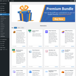 Page screenshot: EventPrime → Extensions