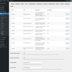 Page screenshot: EventPrime → Settings → Emails