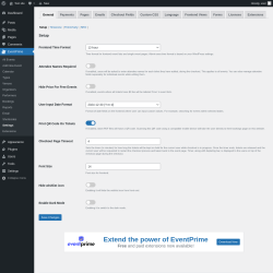Page screenshot: EventPrime → Settings