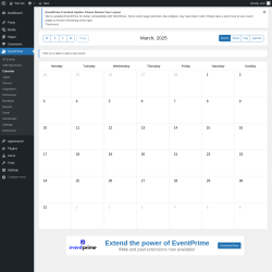 Page screenshot: EventPrime → Calendar
