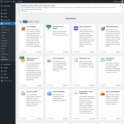 Page screenshot: EventPrime → Extensions
