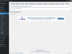 Page screenshot: EventPrime → Settings → Extensions