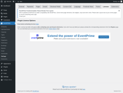 Page screenshot: EventPrime → Settings → Licenses