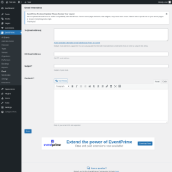 Page screenshot: EventPrime → Email