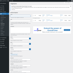 Page screenshot: EventPrime → Organizers