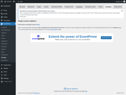 Page screenshot: EventPrime → Settings → Licenses