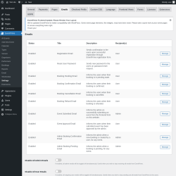 Page screenshot: EventPrime → Settings → Emails