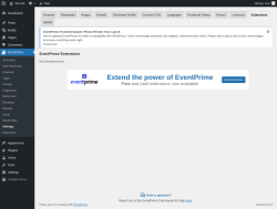 Page screenshot: EventPrime → Settings → Extensions