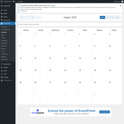 Page screenshot: EventPrime → Calendar
