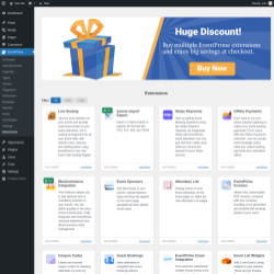 Page screenshot: EventPrime → Extensions